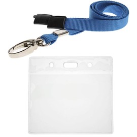 ID Lanyard Neck Strap with Metal Clip and Breakaway Safety Clip & Name Badge Pocket Sleeve, Blue PCL Media ltd