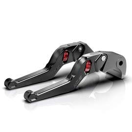 MZS Black Motorcycle Brake Clutch Levers Wheel Roller Adjustable Short ME-1482 Compatible with ZX6R 636 00-04 / ZX10R 04-05 / ZX9R 00-03 / ZX12R 00-05 / ZZR600 05-09 / Z1000 03-06 / KLZ1000 12-14