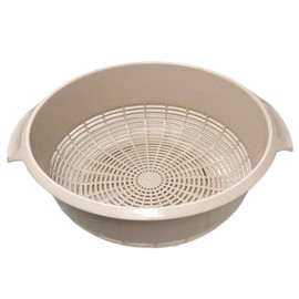 Plastic Colander Food Sieve Strainer Basket for Food Washing Draining Pasta Spaghetti Rice Salad Vegetable Kitchen Cooking Hobby (27cm - Taupe Design 2)