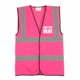 Brook Hi Vis, PINK Hi Vis Safety Vest Custom Printed Waistcoat, Personalise Front and Back, Brand Your Company Logo, Large