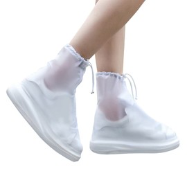 Reusable Shoe Cover Foldable Thickened Sturdy Waterproof Non-slip Rubber Adult Outdoor With Zipper Washable Rain Boot Unisex L（39-40）