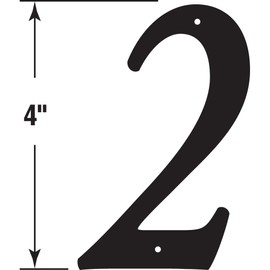 Prime-Line MP4112 House Address Number "2", Black Finish, Zinc Die Cast, 4 in. (Pack of 2)