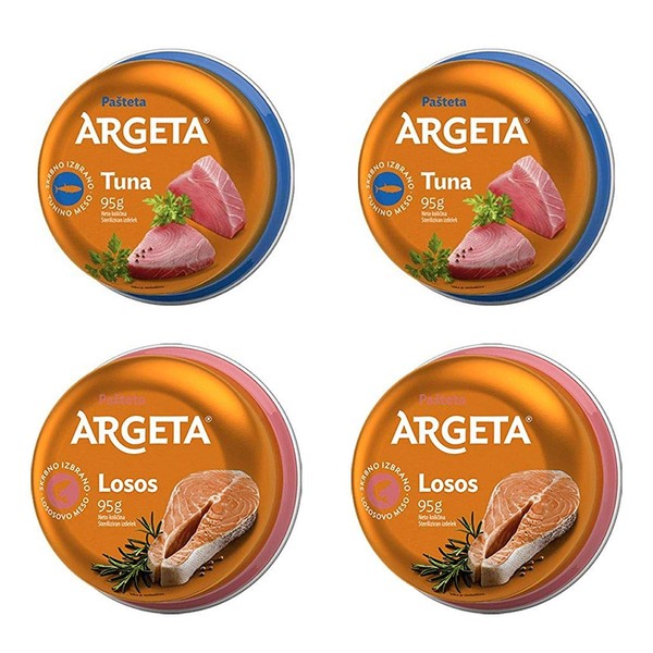Argeta Tuna and Salmon Pate Pack of 4 From Europe