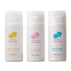 Natural Island Calendula Bouquet Body Milk & Gel Trial Set 1.0 fl oz (30 ml) x 3 Types