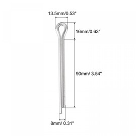 sourcing map 8 Pieces Split Split Cotter Pin 8 mm x 90 mm Carbon Steel Clip Fastener Silver