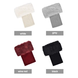 Pangda 4 Pairs Women Faux Fur Boot Cuff Furry Fuzzy Leg Warmers for Boot Winter Warmers Furry Leg Socks Knitted Boot Socks