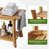 Jekruiet 24" Solid Teak Shower Bench with Towel Bar &