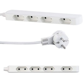 revolt Eurostecker Verteiler: Extraschmale 4-fach-Steckdosenleiste für Eurostecker, 230 V, 2.300 W (Eurostecker Verteiler flach, Euro Verteiler, Verlängerung mit Flachstecker)
