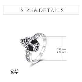 YFN Tree of Life Ring Sterling Silver Black Tourmaline Ring Crystal Healing Jewellery Spiritual Protection Gifts for Women Girls (8)