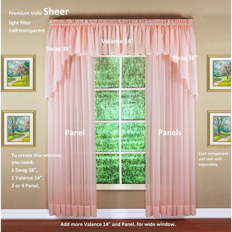 Today's Curtain Emelia Original Voile Panel 72", Rose, 60" W