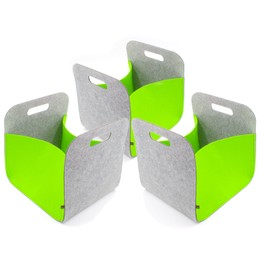 Luxflair Set of 3 Felt Storage Boxes, Mottled Grey/Green, 35 x 29 x 31 cm, Washable Storage Basket, Organiser Box, Shelf Box, Folding Box, Toy Basket, Felt Basket