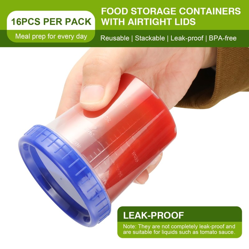 Cozary 16 Pezzi Contenitori Ermetici per Alimenti Piccoli con Graduazione,