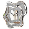 FEUFOAM Wall Clock Silver Irregular Mirror Glass Clocks Cute Crystal