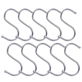 HZYUEKUN 10 Pcs S Hooks S-Shaped Stainless Steel Metal for Kitchen, Bathroom, Outdoor, Garden, Office, Hooks for Hanging Pan Pot Kitchenware Cups Multifunction Tool(Silver,S)