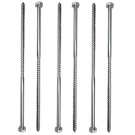 LLB 300mm Screws M10 Coach Screws Wood Hex Head Width 17mm Pack of 6 Zinc Plated Sleeper Concrete Screw Hexagon Lag Half Thread Bolts Silver Long 12 inch x 0.4 inch (10mm x 300mm)