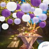 21Pcs Purple White Paper Lanterns,4"6"8"10"12" Hanging Round Paper Lanterns Decorative