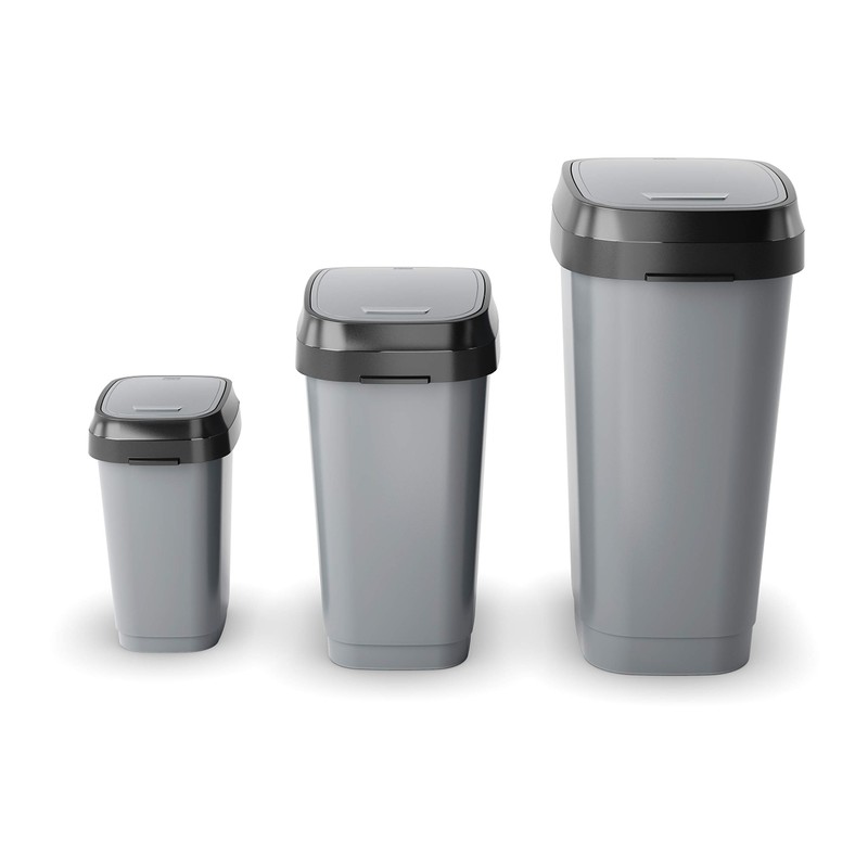 Kis" Dual Swing Waste Container, Grey/Anthracite, 19 x 25 x