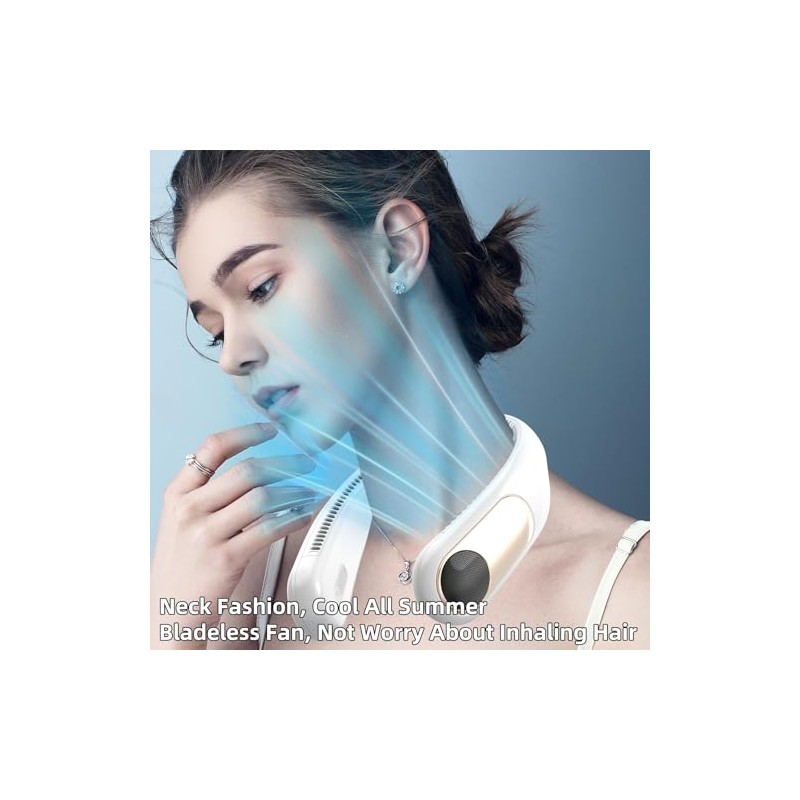 Hands-Free Bladeless Neck Fan with LED Display - 360° Cooling