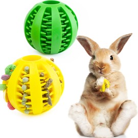 OOXYG Rabbit Teething Toys Ball Small Animals Play Balls Treat Dispensing Rabbit Balls Puzzle Chew Balls & Rolling Toys for Bunny, Improve Pets Teeth Health for Rabbit, Guinea Pigs 2pack