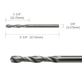 1/8" Solid Carbide Jobber Drill Bits with Straight Shank and 118° Point Angle, Made from Tungsten Carbide Material,2-Pieces