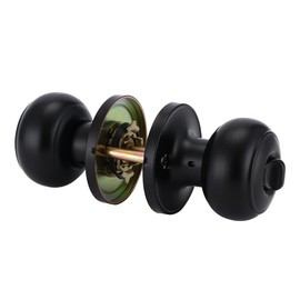 Entry Door Knob with Lock, One Key-Way Entrance Door Knob with Key Handle, Standard Ball (1, Black)