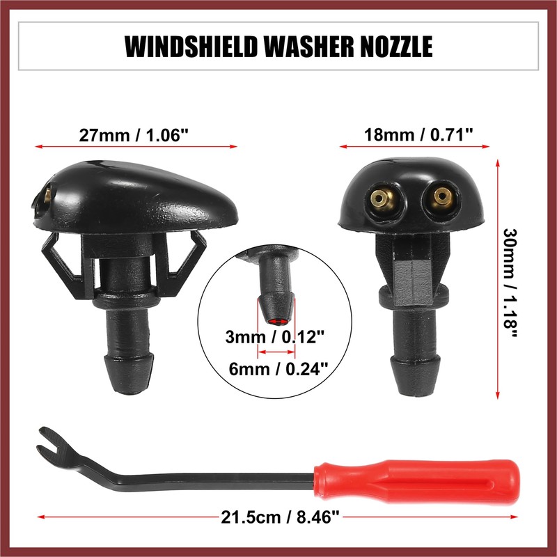 HEROFFIX 3pcs Front Windshield Wiper Washer Nozzle Spray Jet Kit