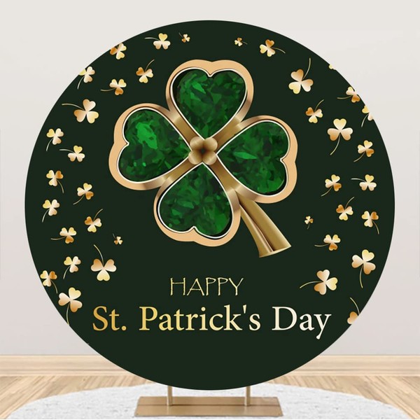 Leowefowa 6.5x6.5ft Polyester Happy St. Patrick's Day Round Backdrop Cover