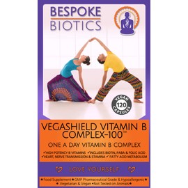 Vitamin B Complex 100% |120 Caps | Energy| Mood| Nerves| Digestion |Added PABA Includes Essential Multi B-Vitamins B1, B2, B3, B5, B6, B12, Biotin & Folate100 NRV Daily Supplement | UK Made|
