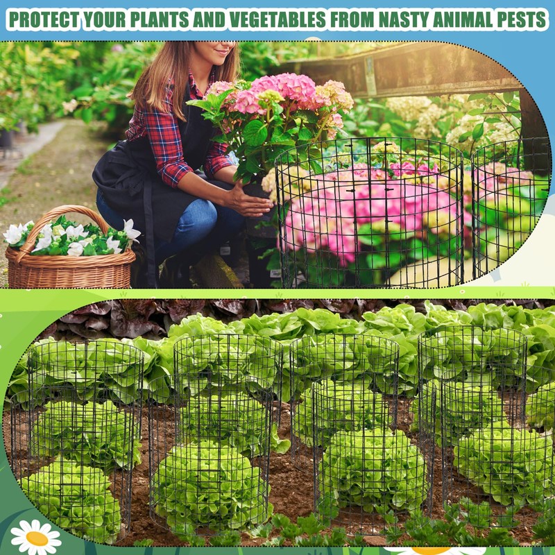 Therwen 48 Pieces Wire Plant Protectors from Animals, 14'' Dia