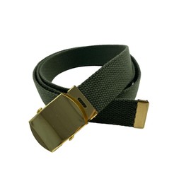 Canvas Belt Web Belt Military Style Golf Uniform with Brass Buckle and Tip Waist Size Up to 55" Long Brass Buckle (Olive)