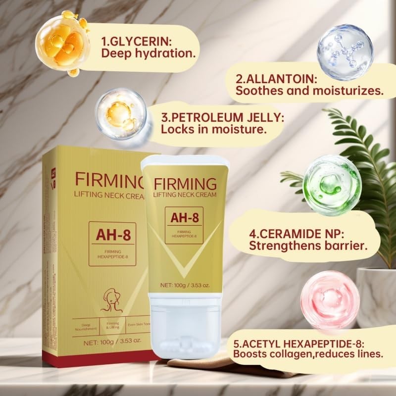 AH-8 Crema Reafirmante para Cuello, Fórmula Lifting, 100g