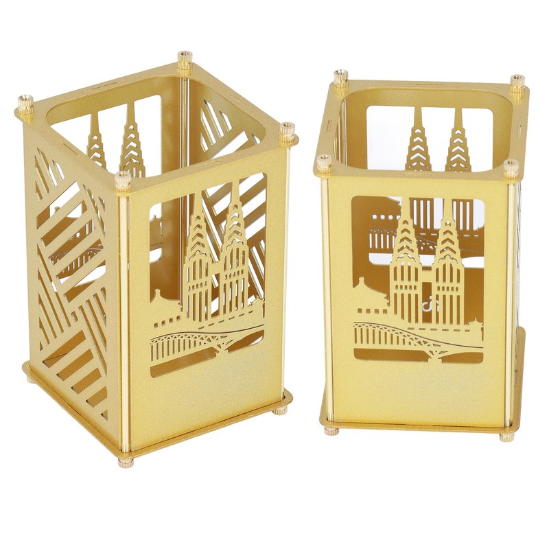 Metal Pen Holder Multifunctional Easy Assembly Glossy Golden Surface Plating