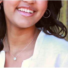 Silver Garnet Necklace, Slider Solitaire Gemstone Pendant with 16" Box Chain; Garnet Birthstone Pendant Gemstones for women by Lotus Stone Design (16.00, garnet)