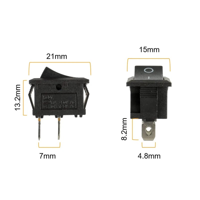 HUAREW Mini Rocker Switch T85 KCD1-101 2 Pin SPST Toggle