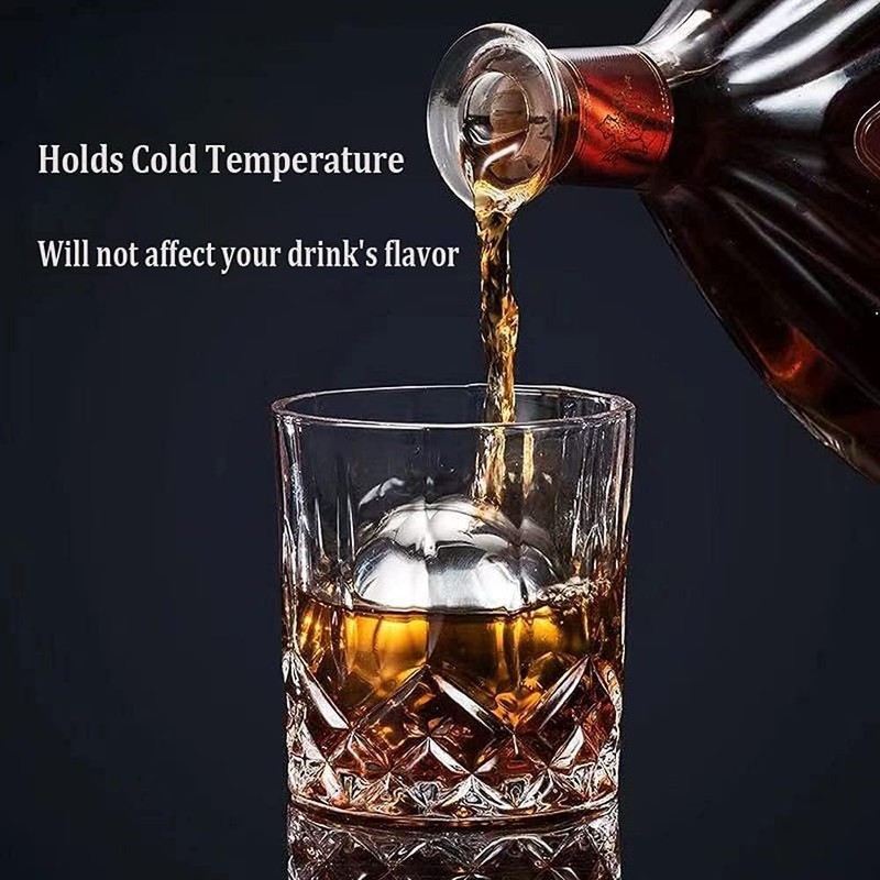 MOPCONY再利用可能なステンレス製アイスキューブ 金属製ウイスキース​​トーン ドリンク用 5.5cm 2個パック