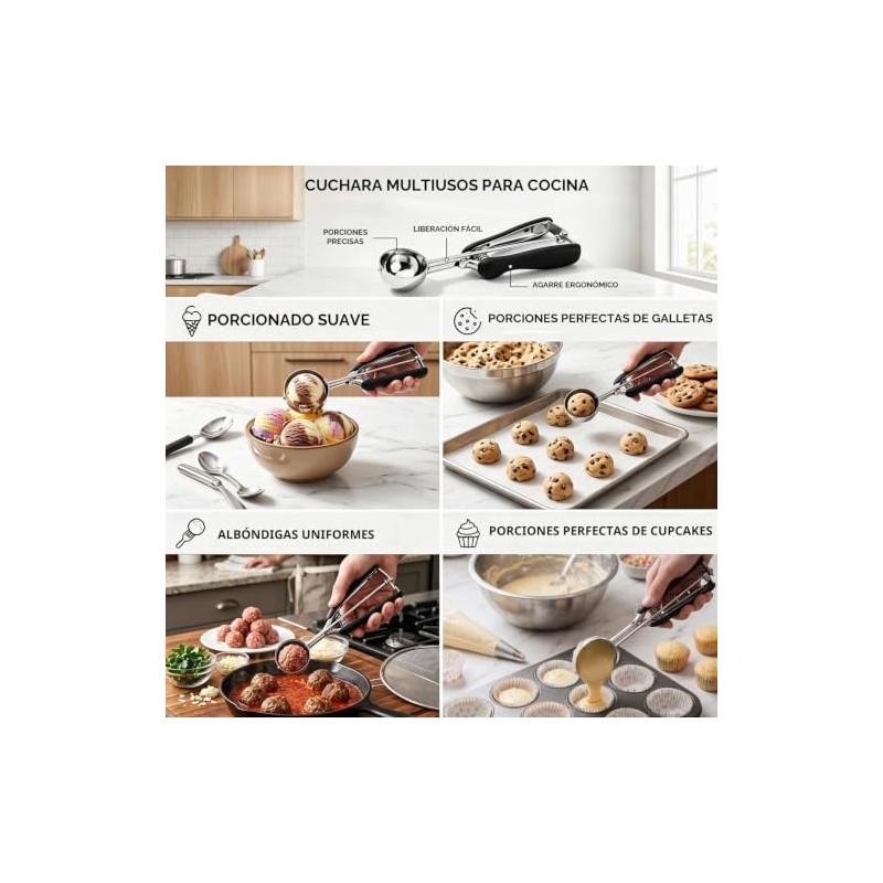 Mini cuchara para galletas de 1 cucharadita, cuchara para galletas