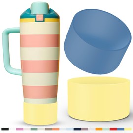 2 Pcs Silicone Boot for Owala 40oz & 30oz FreeSip Sway Tumblers, Protective Bottom Bumper Anti-Slip Sleeve Accessories for FreeSip Sway Water Bottles, Dishwasher Safe and BPA Free(Indigo+Lemon)