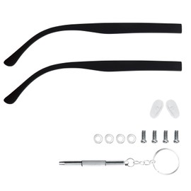 1 Pair TR90 Bright Black Glasses Replacement Arms Glasses Double Flat Teeth 7mm Replacement Temple with Screws, Screw Washers and 3-in-1 Screwdriver（Frosted Black)