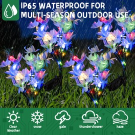 QINGYA Solar Garden Lights - 4 Pack Solar Flowers Lights Waterproof Outdoor for Outside Garden Yard Patio Lawn Decor and Gift for Women