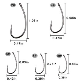 SILANON Barbless Fishing Hooks,120pcs Carp Fishing Hooks Freshwater Saltwater Circle Curve Shank Carp Hair Fishing Tackle (Size 4)