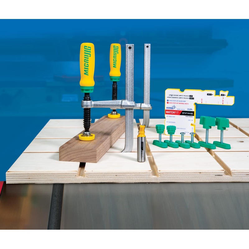 MICROJIG Matchfit DVC-1177K2 Dovetail Clamp Pro, Green/Yellow/Silver