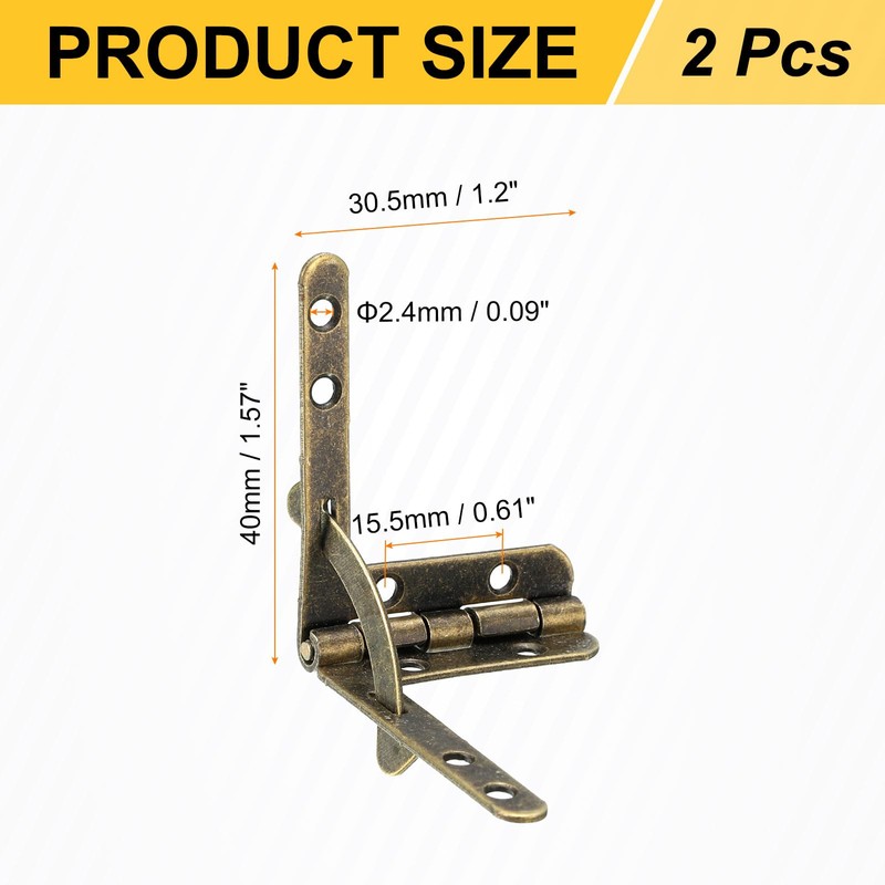 uxcell 2Pcs Box Quadrant Hinge, 30.5x40mm Box Hinge Cases with