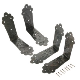 4Pcs Vintage Metal Decorative Corner Bracket Corner Protector Guards Edge Cover for Chest Case Box