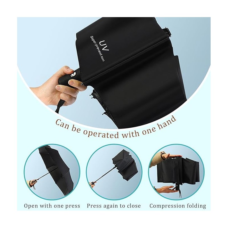 CarsMinders Windproof Travel Umbrella with 16 Sturdy Ribs,Compact and Foldable,One-Touch