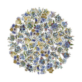 ZMLSED Botanical Stickers, 40 PCS Mini Aesthetic Stickers for Scrapbooking Supplies Kit, Cottagecore Blues Flowers Decals Vinyl Stickers for Bullet Junk Journal Planner Laptop Diary Album Envelop