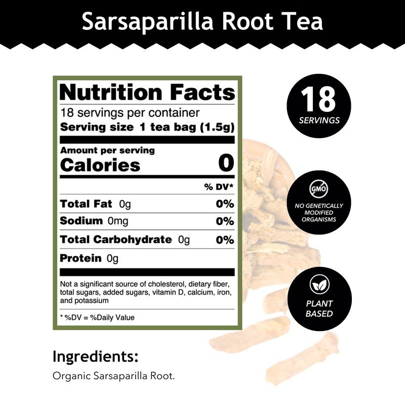 Buddha Teas - Organic Sarsaparilla Root Tea - Herbal Tea