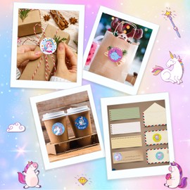 1000 Pieces Cute Unicorn Stickers Roll Easter Labels Stickers Self Adhesive Envelopes Tag Seals Decals for Easter Unicorn Themed Party Favor, Water Bottles, Scrapbooking, Thanksgiving Cards