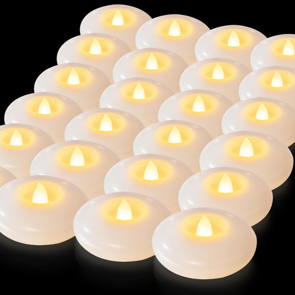 5plots Flameless Floating Candles 3 Inches White Waterproof Led Tealights
