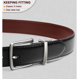 BULLIANT Men's Leather Belt, Reversible Belt, 31 mm for Business Suit and Jeans Belt, One Belt Reversible, Two Colours, Black/Light Brown73