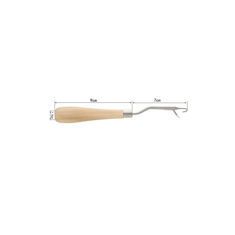Onwon 3 Pcs Wooden Bent Latch Hook Tool Crochet Needle